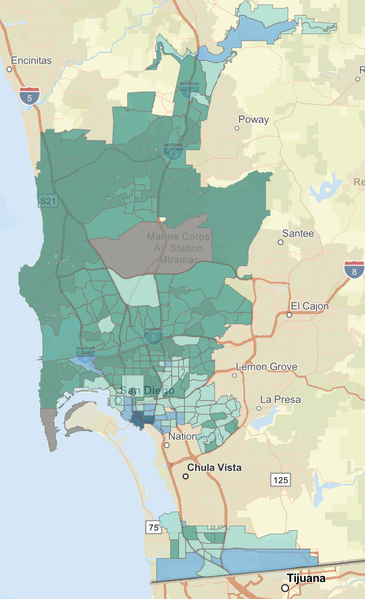 Climate Equity Map of San Diego City